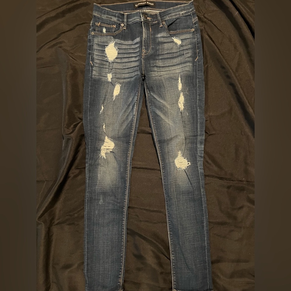 Express Dark Distressed Jeans